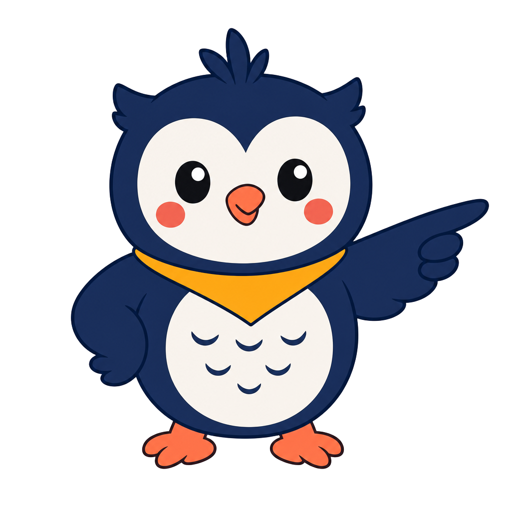 Scout the Owl pointing