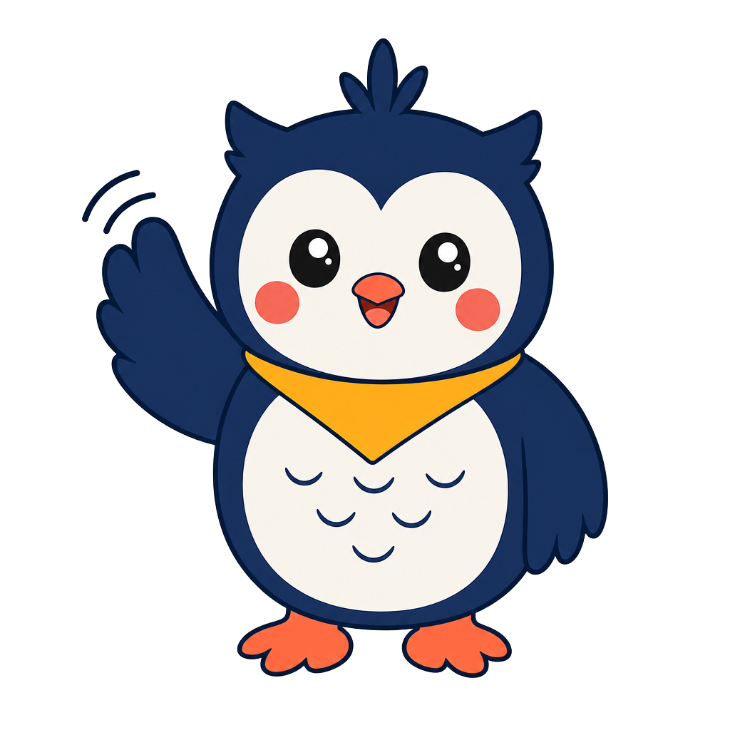 Scout the Owl waving hello